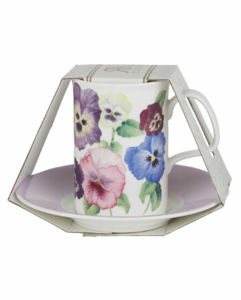 Conjunto de taza y plato "Pansies"