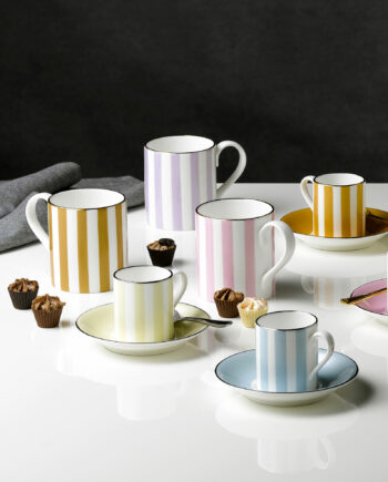 Mini taza de rayas "Harlequin" con platito