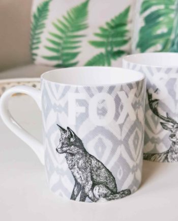 Taza de porcelana con ilustración de zorro