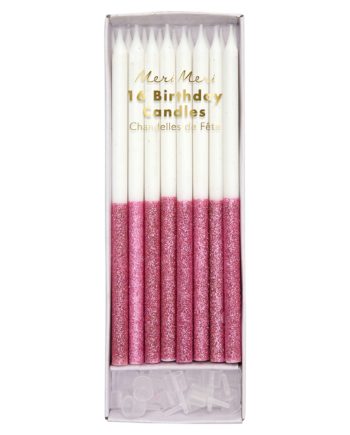 Velas glitter rosa